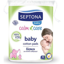 Septona Calm n Care 100% Βαμβάκι Δίσκοι Βρεφικού Καθαρισμού 50τμχ