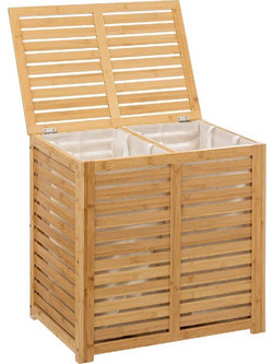 Ξύλινο καλάθι απλύτων bamboo 2 θέσεων 100 lt 5five Sicela 160823A