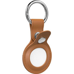 Μπρελόκ Δερματίνης/PU Leather Ring Keychain για Apple AirTags, brown (OEM)
