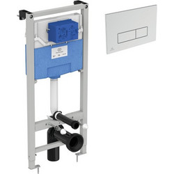 Prosys 120 Ideal Standard Εντοιχιζόμενο Καζανάκι Γυψοσανίδας ή Διπλό Τούβλο με Χρωμέ Πλακέτα Σετ