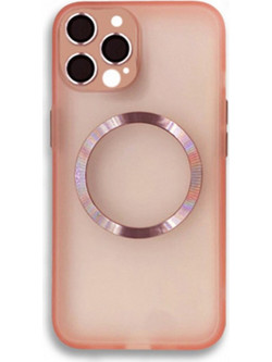 Back Cover Σιλικόνης με MagSafe και Προστασία Κάμερας για iPhone 13 Pro Max Διάφανο Ροζ