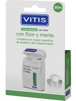 Vitis Fluoride & MInt Waxed Dental Floss Κερωμένο Οδοντικό Νήμα με Γεύση 2x50m