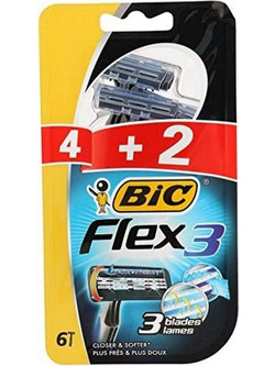BIC Flex 3 Classic Ξυραφάκι μιας Χρήσης με 3 Λεπίδες & Λιπαντική Ταινία 6τμχ