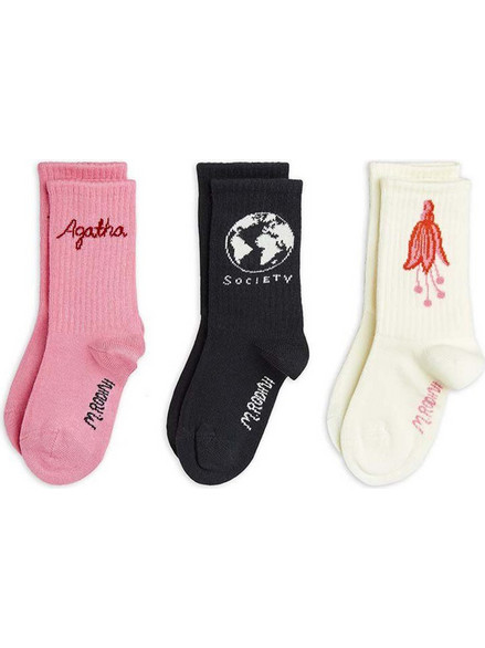 Mini Rodini Agatha 3-pack socks (2476011500 TYPE) Multicolor Κορίτσι Collection FW24-25