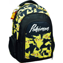 Gim Pokemon Pikachu Σχολική Τσάντα Πλάτης Δημοτικού Μαύρη Κίτρινη 316-11031