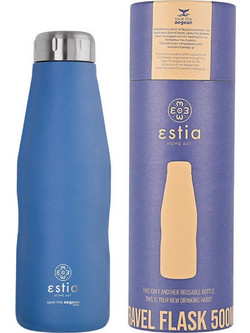 Estia Travel Flask Save The Aegean Denim Blue 500ml