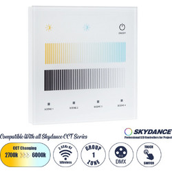 73151 T12-S SKYDANCE Ασύρματο DMX512 Επιτοίχιο Χειριστήριο RF 2.4Ghz 1 Group για όλα τα SKYDANCE DMX512 Controller AC 100-240V Max 0.1A - IP20 Μ8.5 x Μ8.5 x Π8.5 x Υ3.5cm
