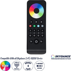 71563 RS4 SKYDANCE Ασύρματο Χειριστήριο Αφής RF 2.4Ghz 4 Group για όλα τα RGB/RGBW SKYDANCE Controller DC 3V 2 x AAA - IP20 Μαύρο Μ14 x Π5 x Υ1.9cm