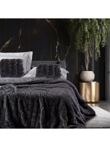 Makis Tselios Κουβερτοπάπλωμα King Size 240x260 Fur1 Dark Grey Square