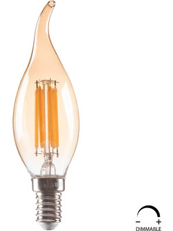 ΛΑΜΠΤΗΡΑΣ HM4047.02 ΣΤΥΛ ΦΛΟΓΑ LED FILAMENT 6W E14 3000K GOLD DIMMABLE