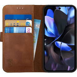 Θήκη Google Pixel 9 / 9 Pro - Rosso Deluxe Δερμάτινη Πορτοφόλι - Brown (8719246449550)