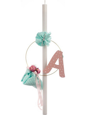 Λαμπάδα Βάπτισης - Keep it simple and pink - Μονόγραμμα ΖΛ585