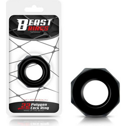 IntoYou Beast Rings Cock Ring Super Flexible Polygonal 2.2cm Ελαστικό Δαχτυλίδι Πέους Σιλικόνης 2.2cm Μαύρο