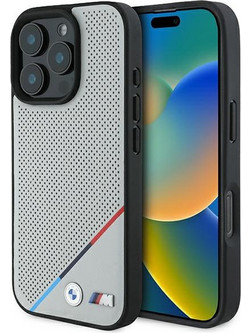 BMW M Perforated Tricolor Line MagSafe - θήκη για Apple iPhone 16 Pro - Γκρι