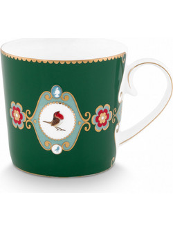 PIP STUDIO ΠΟΡΣΕΛΑΝΙΝΗ ΚΟΥΠΑ LOVE BIRDS ΣΕ ΣΚΟΥΡΟ ΠΡΑΣΙΝΟ 150ml