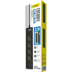 Andowl Πολύπριζο 4 Θέσεων + 2 USB Θύρες με Διακόπτη Q-PX400