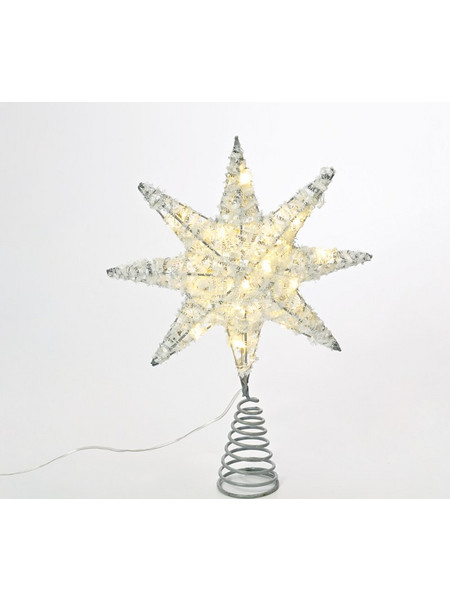 ΚΟΡΥΦΗ ΔΕΝΤΡΟΥ ΑΣΤΕΡΙ ΑΣΗΜΙ ΜΕ ΚΛΩΣΤΕΣ 1 20 MINI LED ΘΕΡΜΟ ΛΕΥΚΟ ΜΠΑΤΑΡΙΑΣ 3xAA IP20 280x50x200mm
