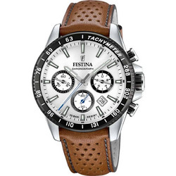 Festina Ανδρικό Ρολόι Χρονογράφος με Καφέ Δερμάτινο Λουράκι F20561/1