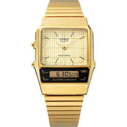 Casio Vintage Ψηφιακό Ανδρικό Ρολόι Χρονογράφος με Χρυσό Μεταλλικό Μπρασελέ AQ-800EG-9AEF