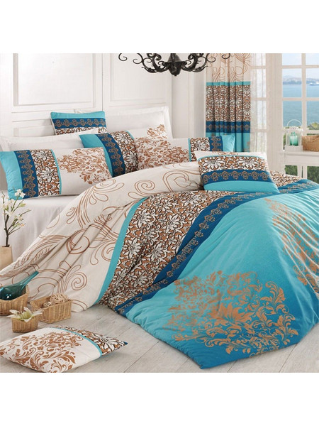 Παπλωματοθήκη Katre 172PRL2254 Με Σεντόνι (Σετ 4τμχ) Turquoise L'Εssentiel Maison Διπλό 200x220cm 100% Βαμβάκι
