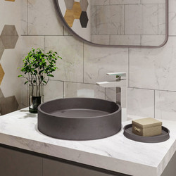 Karag ELPIS Cement CS-0003-D5 Επικαθήμενος Νιπτήρας Μπάνιου Στρογγυλός Πέτρινος 42.5x10cm Γκρι