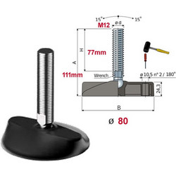 TeCom 25/7460 Πέλμα βάσης O80 M12 Γαλβανιζέ