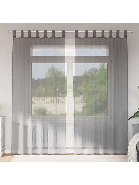 vidaXL Σετ Κουρτίνες Παραθύρου με Γάντζους 140x245 4102274 Σκούρο Γκρι