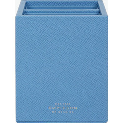 Μολυβοθήκη Smythson Leather Pen Pot with Divider Nile Blue