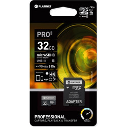 Platinet Secure Digital microSDXC 32GB Class 10 UHS-I 90MB/s + Adapter