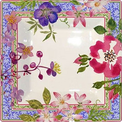 Δισκάκι Βαθύ Τετράγωνο Faience Millefleurs Gien (22x22 cm)