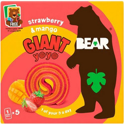 Παιδικό Σνακ Φρούτου Bear Giant Yoyo Strawberry And Mango Fruit Rolls