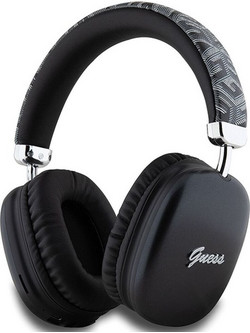 Guess GCube Metallic Script Logo Ασύρματα Bluetooth Ακουστικά On Ear Μαύρα