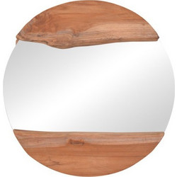 Καθρέπτης Alkmen Pakoworld teak ξύλο Φ60x4εκ 338-000007-338-000007-Καφέ 338-000007