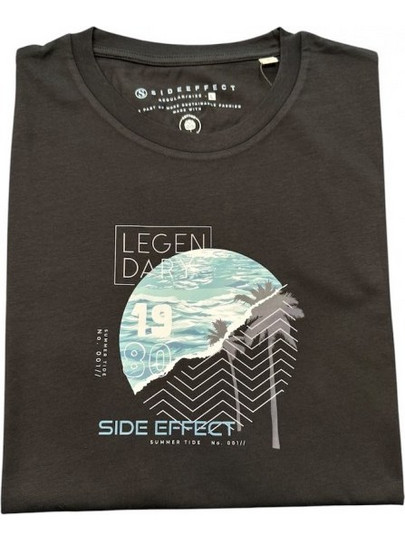 Μαύρο t-shirt βαμβακερο με ιδιαίτερη στάμπα στο κέντρο - SIDE EFFECT