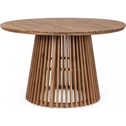 Kare Design Rodano Στρογγυλό Τραπέζι Κήπου Μασίφ Ξύλο Καφέ 120x74cm 0806915