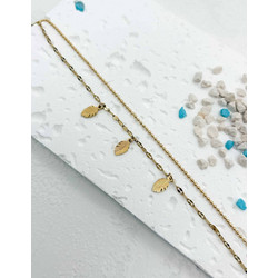 Βραχιόλι Ποδιού Gold Leaf Double ΚΩΔ: AK137