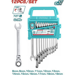 Γερμανοπολύγωνα Καστάνιας με Σπαστή Κεφαλή TOTAL Σετ 12 τεμαχίων / 8 - 19mm Επαγγελματικό (THT102RK5126 )
