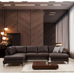 Papatya Porto Corner Γωνιακός Καναπές Υφασμάτινος Καφέ 200x314x155cm EOT-C-02-CHL