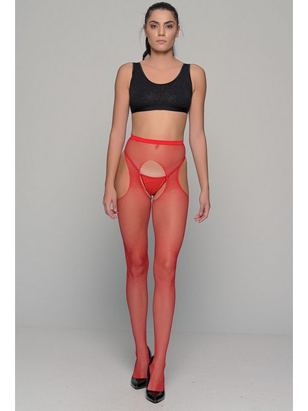 Διχτυωτό Καλσόν Με Άνοιγμα Milena Paris 5432 Red | evaunderwear