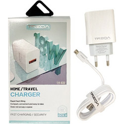 Treqa Φορτιστής με Καλώδιο Micro USB με Θύρα USB-A 18W Quick Charge 3.0 White CS-632
