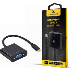 CABLEXPERT USB TYPE-C TO VGA ADAPTER CABLE 15CM BLACK RETAIL PACK