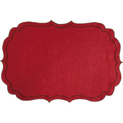 Σουπλά Κόκκινα Σετ 4 Τεμαχίων Coated Linen Ninette Cardinal/Green La Gallina Matta (52x36 cm)