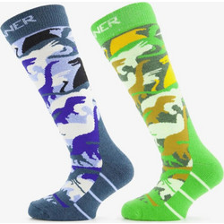 SINNER Kids Kids Ski Socks Dino Double Pack - BLUE/GREEN - SIWE-025-50