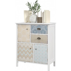 HOMCOM Μπουφές, Κομότα Shabby Chic, 2 Συρτάρια, 3 Ντουλάπια, Ξύλο Πεύκου, 68x34x80cm, Λευκό