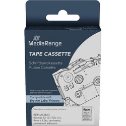 Ετικέτες Γενικής Χρήσης Mediarange (Brother TZ-121/TZe-121, 9mm, 8m, Laminated and Permanent Adhesive, Black on Clear) (MRBTZ121)