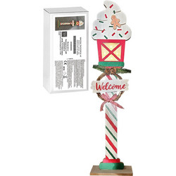 Φανάρι Ξύλινο Διακοσμητικό με 4 LED 58x15x7cm Xmasfest 1133914