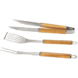 Andrea House - Σετ 3 Εργαλεία Barbecue Light Brown Acacia