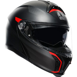 AGV Tourmodular Multi Frequency Carbon Matt Gun Metal / Red Κράνος Μηχανής Flip-Up 1620gr