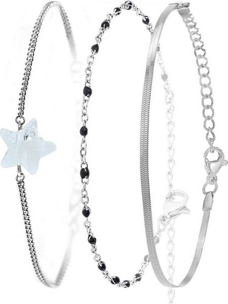 So Charm Σετ 3 Βραχιόλια Ασημί με Κρύσταλλα Swarovski BS4387+B2381N+B2397A