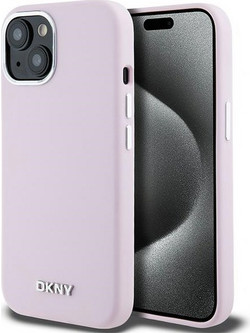 Etui DKNY Liquid Silicone Small Metal Logo MagSafe na iPhone 15 / 14 / 13 - rozowe